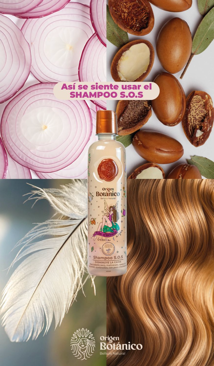 Ritual Botanico- Champú S.O.S con cebolla y argan, para una reparación e hidratación intensiva, sin sulfatos para cabello dañado, hidratación y nutrición intensiva en el cabello (400 ml)
