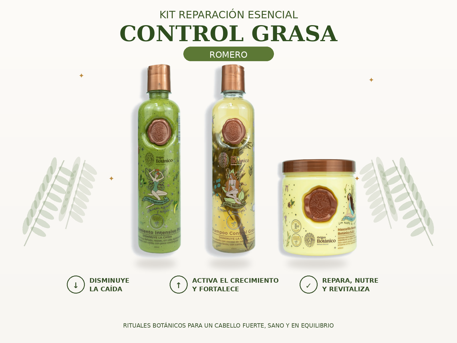 Kit Reparación Esencial Control Grasa con Shampoo Romero, Plex y Mascarilla Bomba SOS