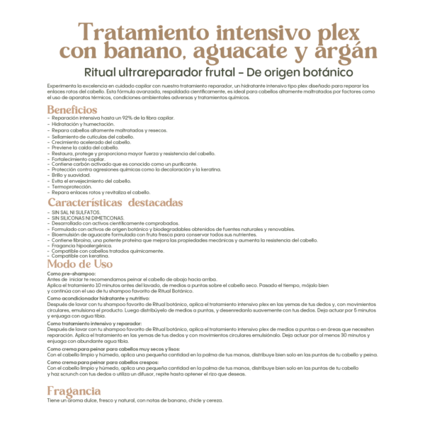 Tratamiento capilar ritual botanico plex con plátano y aguacate